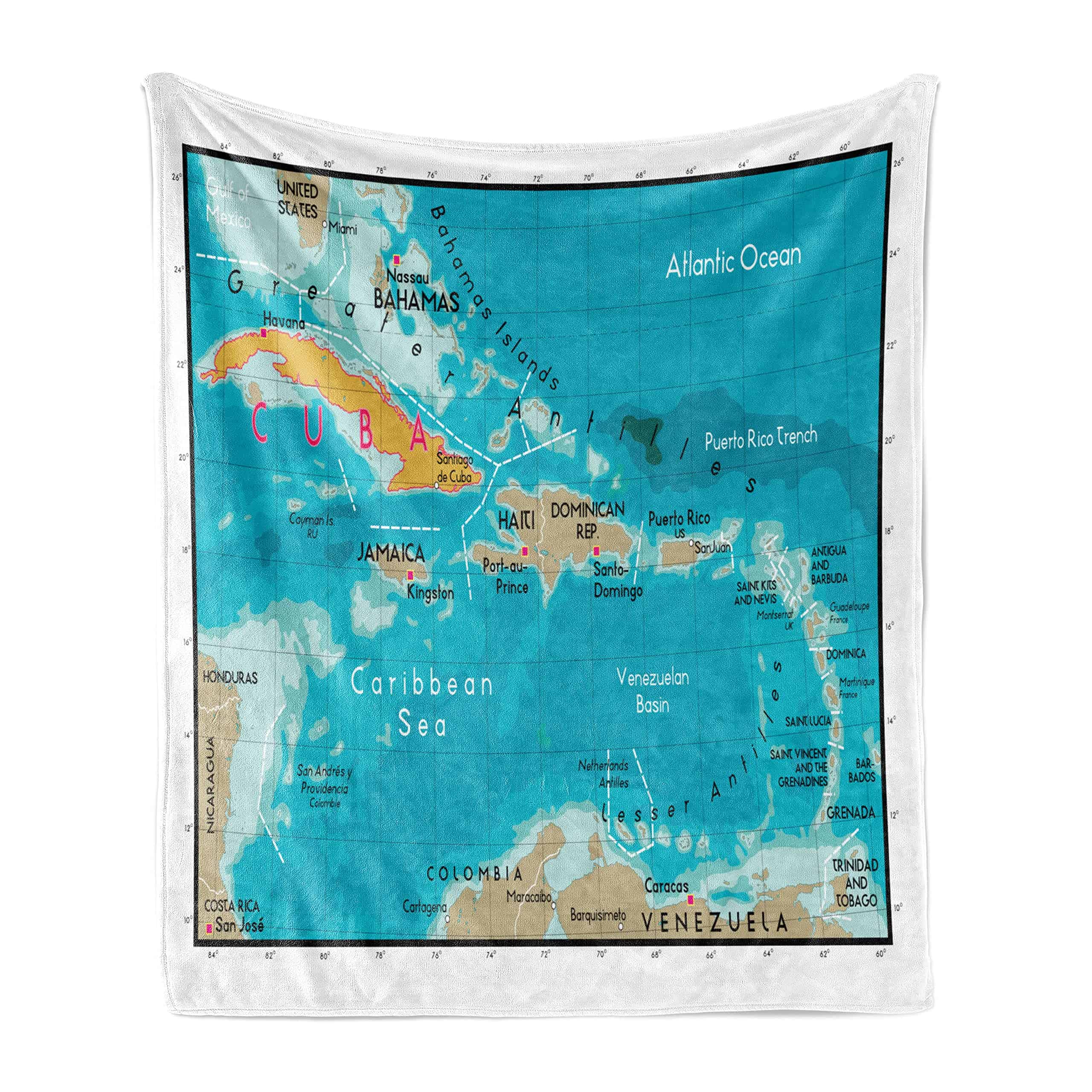 Manta de Lana Lunarable con Estampado de Mapa, Mapa de Cuba