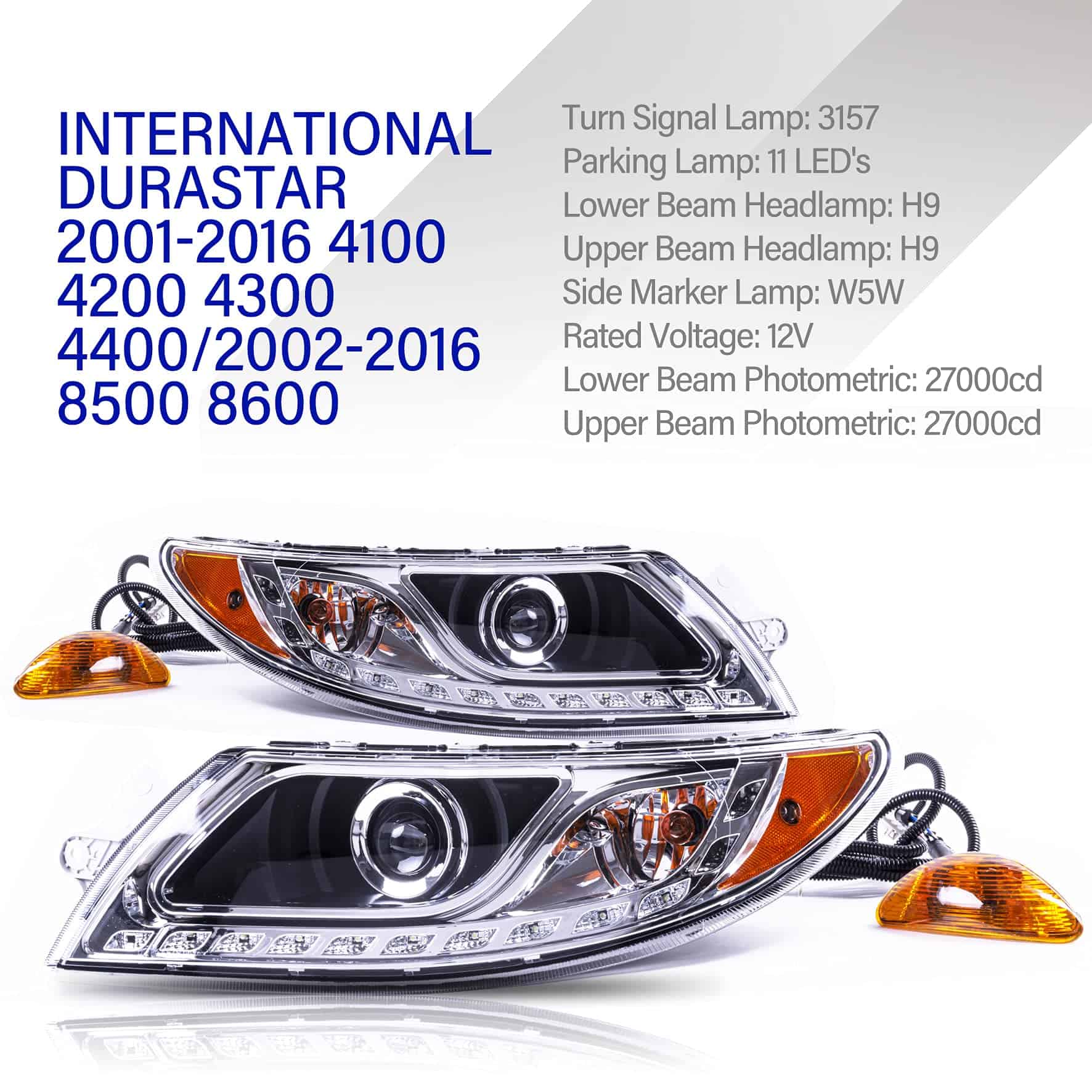 Par de Faros Delanteros de Internacional Durastar 2001-2016 - Imagen 6