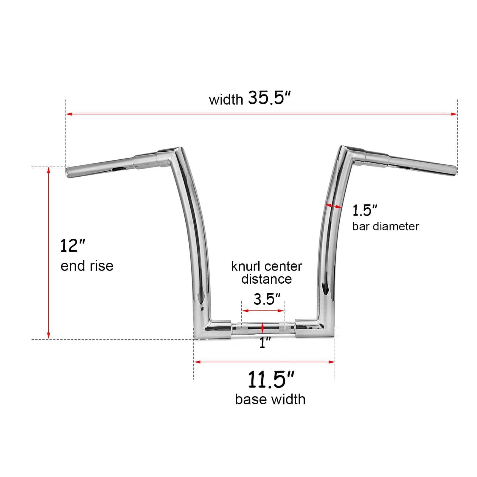 Manillar de 12" Ape Hanger 1.5 pulgadas Fat Monkey Bar - Imagen 4
