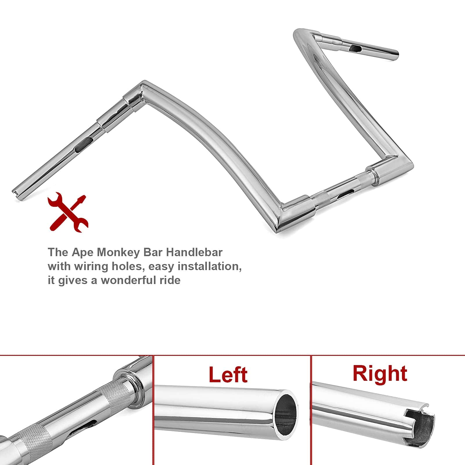 Manillar de 12" Ape Hanger 1.5 pulgadas Fat Monkey Bar - Imagen 6