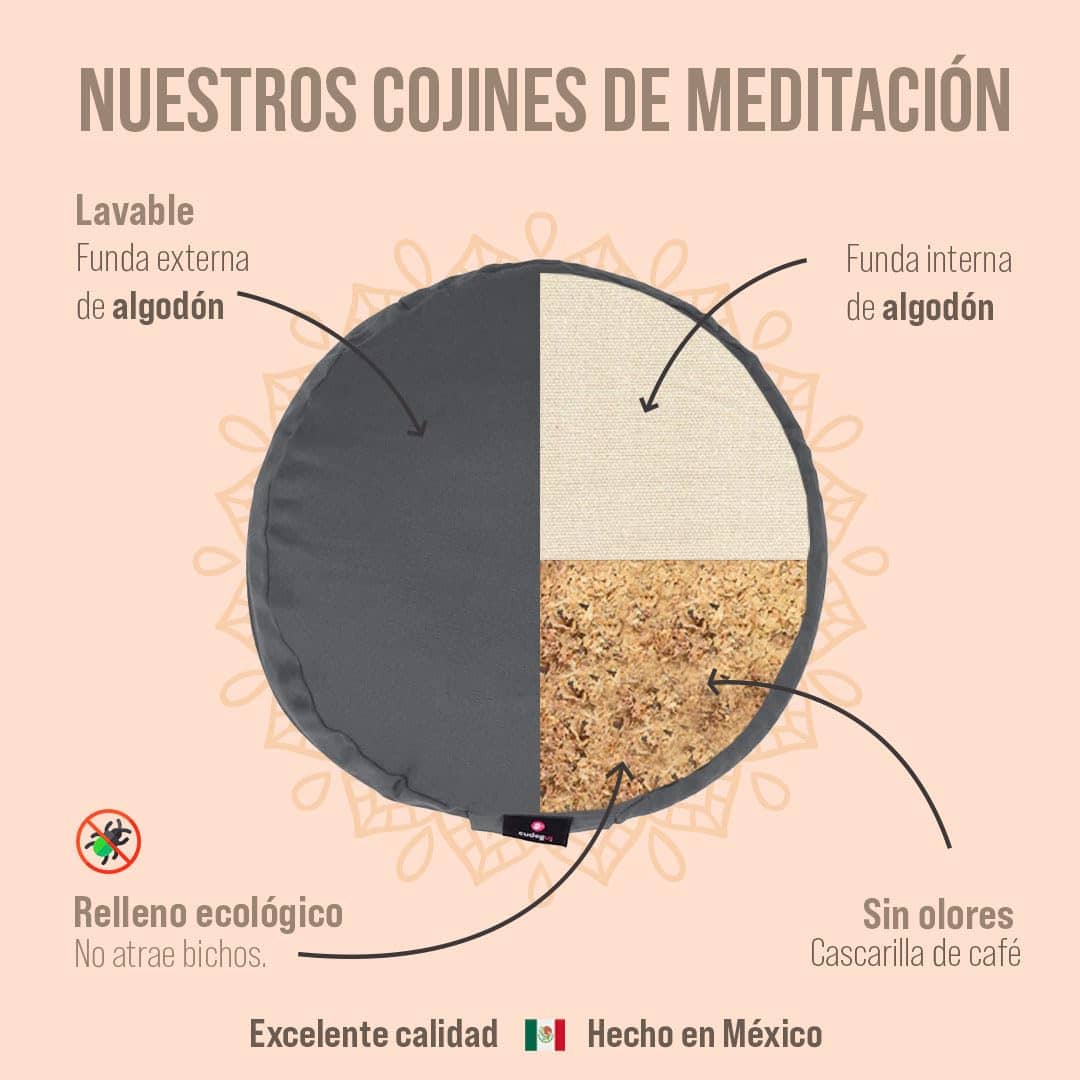 Cojín de Meditación Cudegui Zafu Relleno de Cáscara de Café - Imagen 8