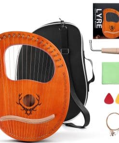 Arpa Lira de 16 Cuerdas de Caoba con Llave de Afinación,