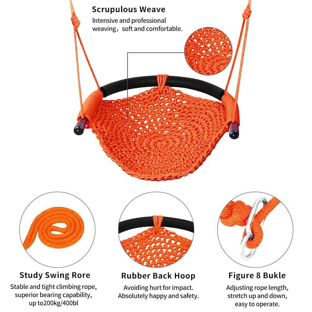Columpio de mano tejido para niños, asiento de columpio - Imagen 7