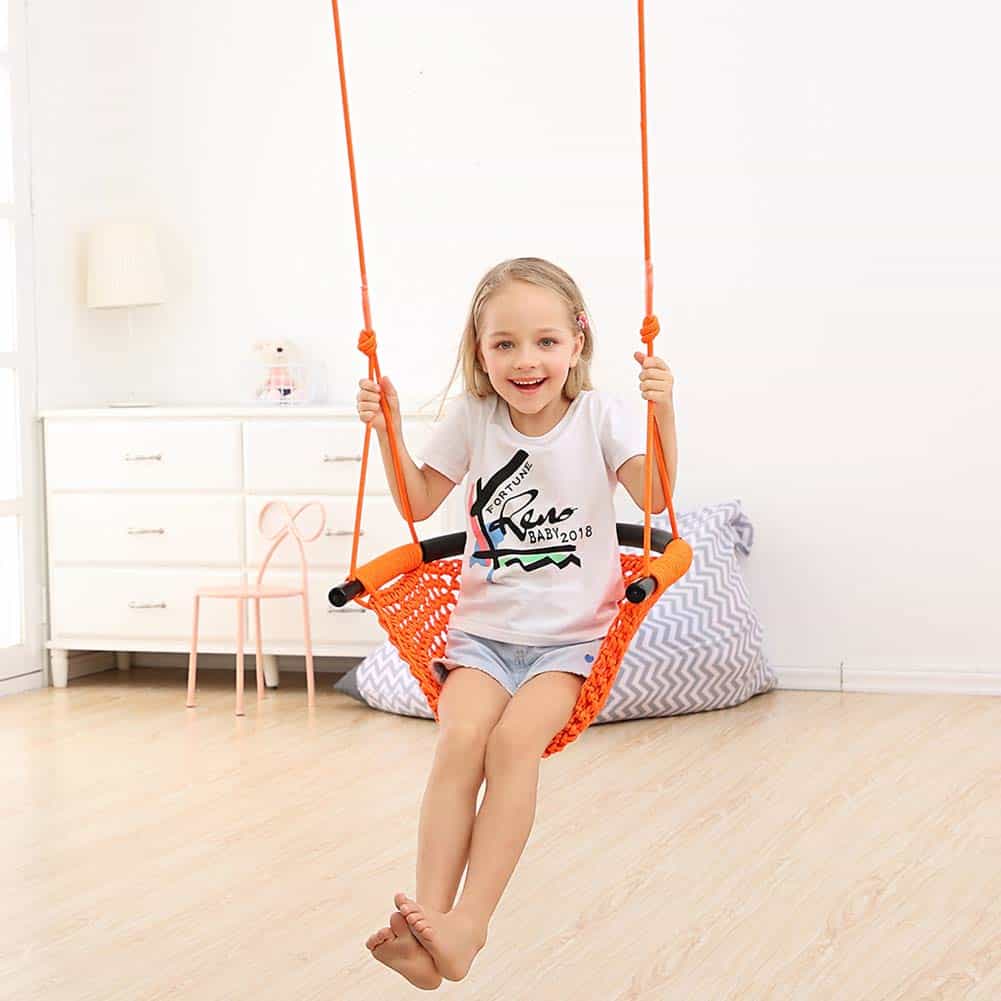 Columpio de mano tejido para niños, asiento de columpio - Imagen 8