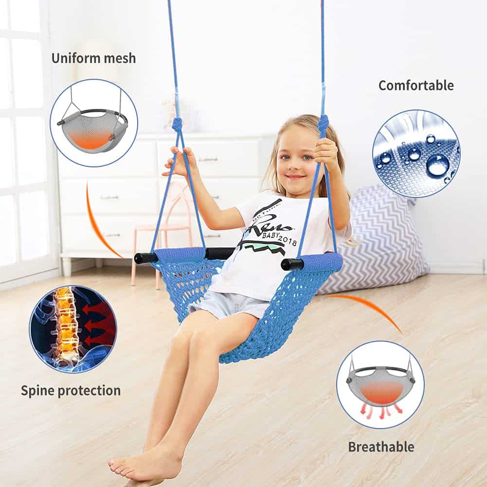 Balancín tejido a mano ROPECUBE para niños, asiento de - Imagen 5