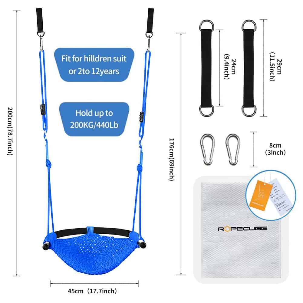 Balancín tejido a mano ROPECUBE para niños, asiento de - Imagen 6