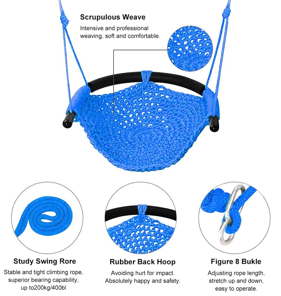 Balancín tejido a mano ROPECUBE para niños, asiento de - Imagen 8