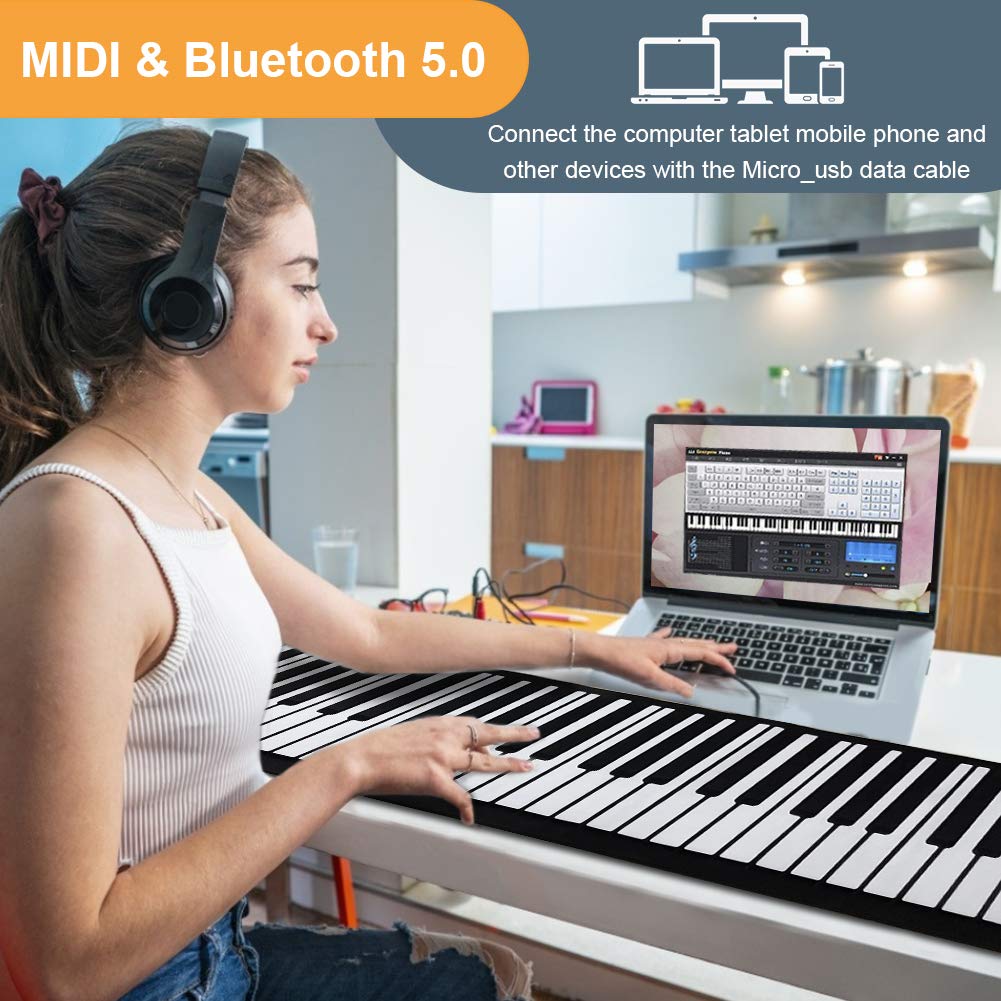 Piano de 88 Teclas con Pedal Teclado Portátil con Pegatinas - Imagen 6