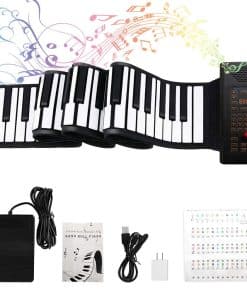 Piano de 88 Teclas con Pedal Teclado Portátil con Pegatinas