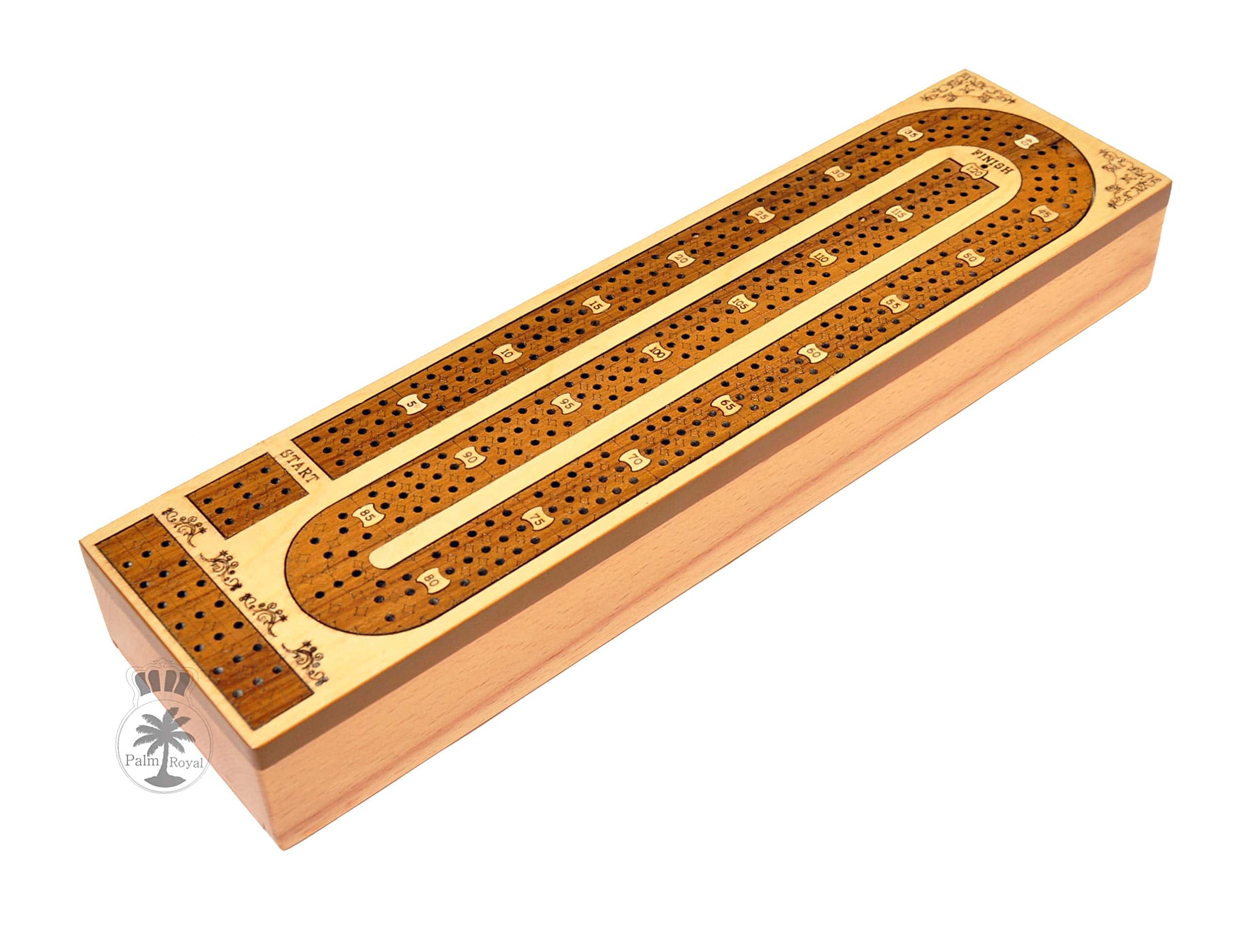 Tablero de cribbage de madera continua de 3 pistas Palm - Imagen 6
