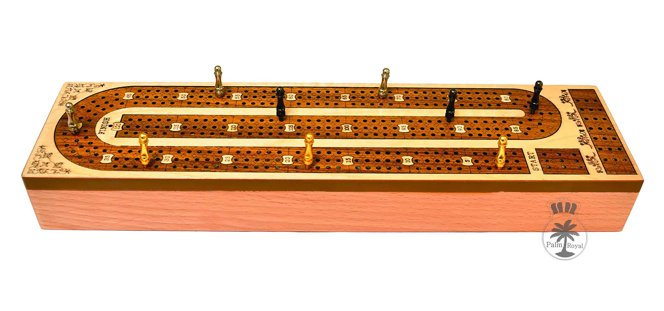 Tablero de cribbage de madera continua de 3 pistas Palm - Imagen 5