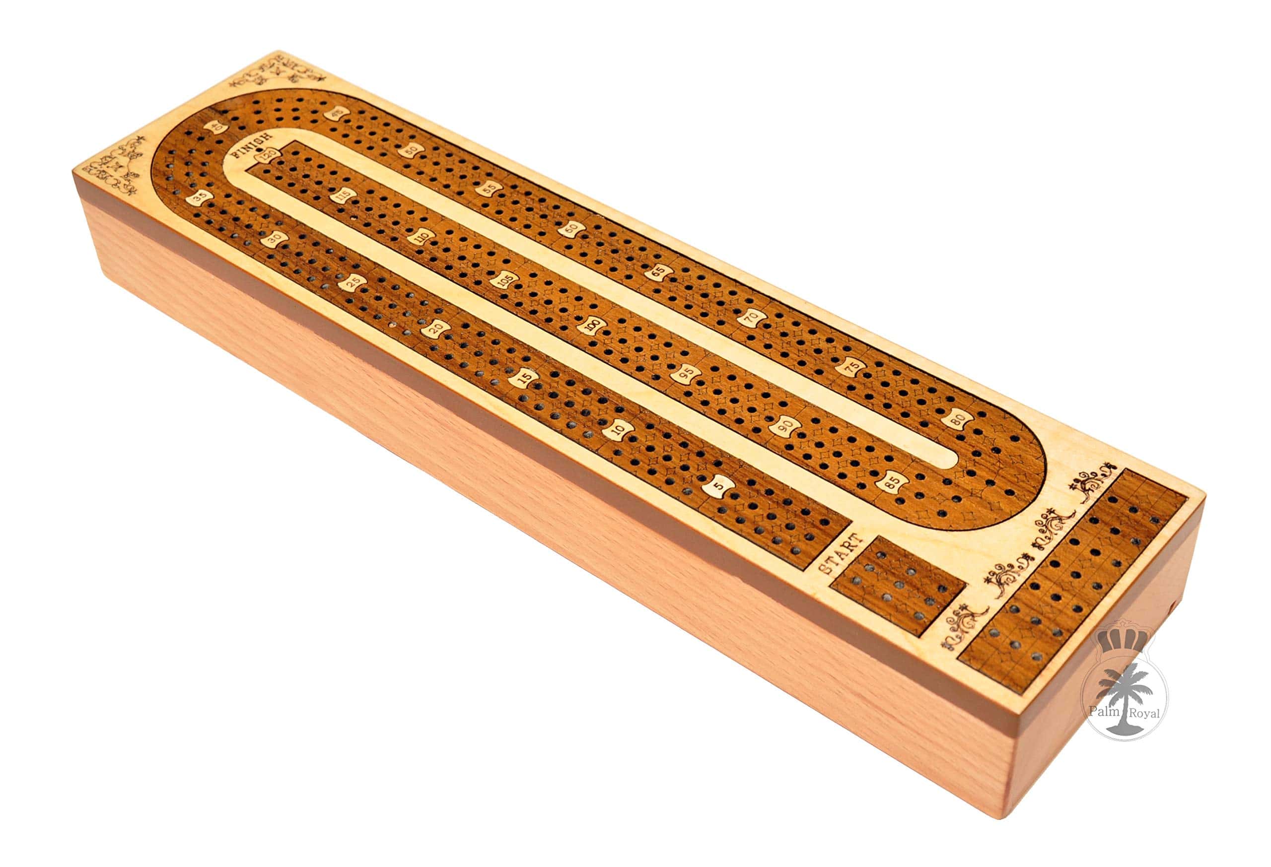 Tablero de cribbage de madera continua de 3 pistas Palm - Imagen 7