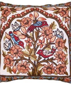 Funda de Almohada Árbol de la Vida Marrón Aves Doradas