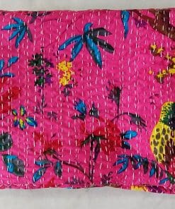 Colcha Kantha de Algodón Hecha a Mano con Estampado de