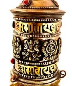 QT S Rueda de Oración de Mesa Tallada a Mano Tibetana -