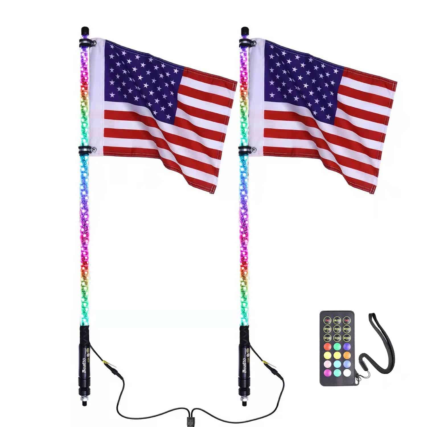 Beatto 2PCS 4FT(1.2M) Luces de Antena LED RGB con Control