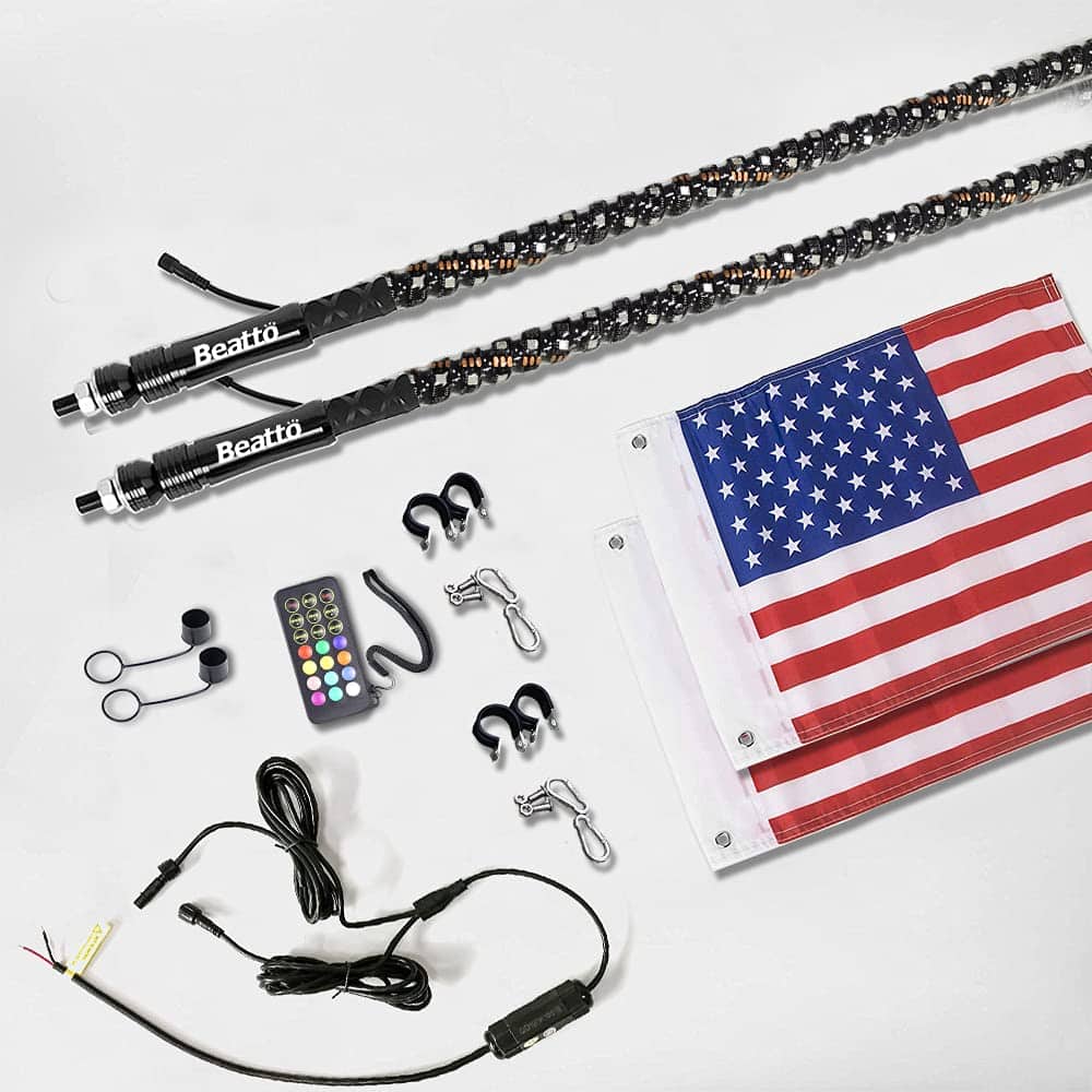 Beatto 2PCS 4FT(1.2M) Luces de Antena LED RGB con Control - Imagen 7