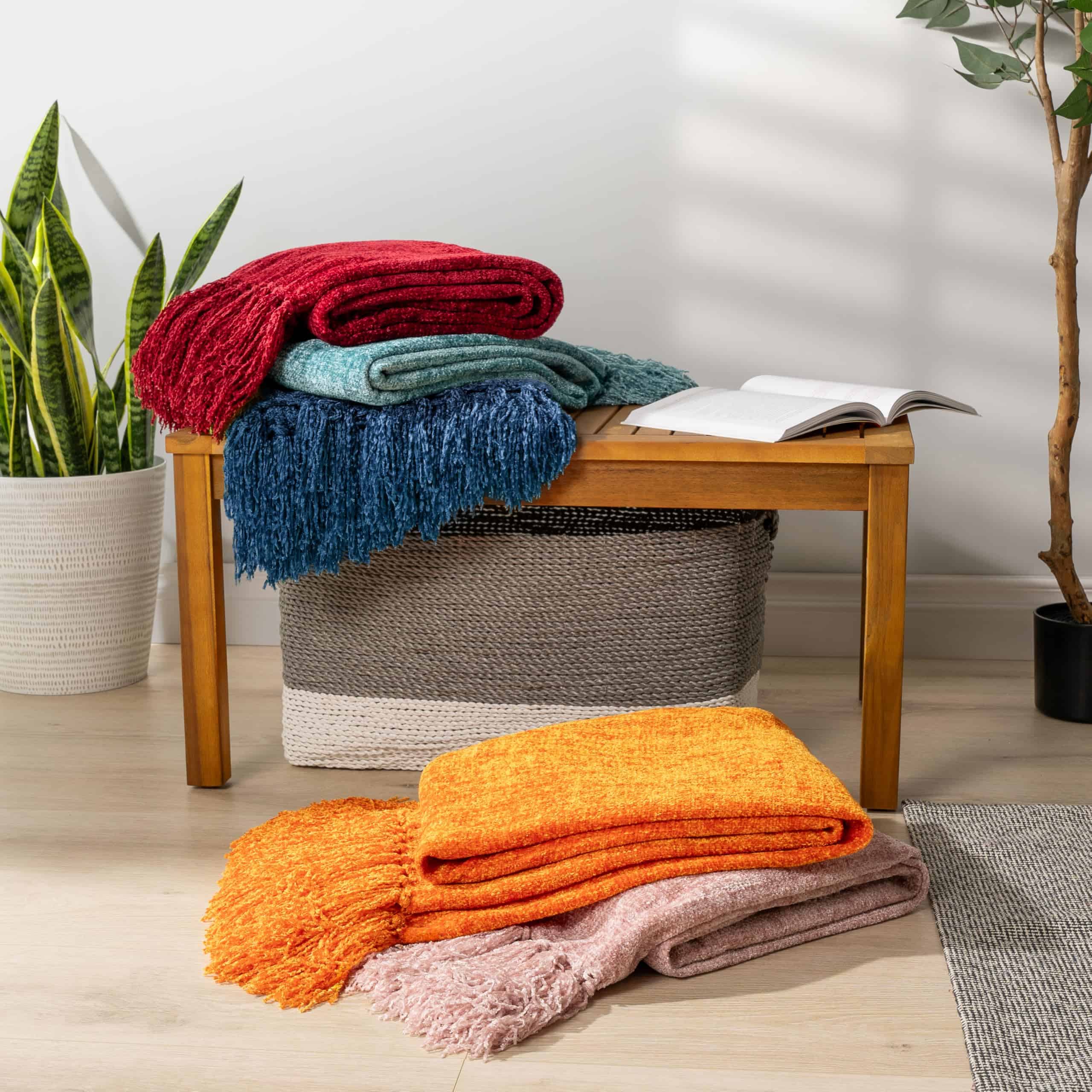 Manta de Lana PAVILIA Verde Esmeralda para Sofá, Cama - Imagen 8