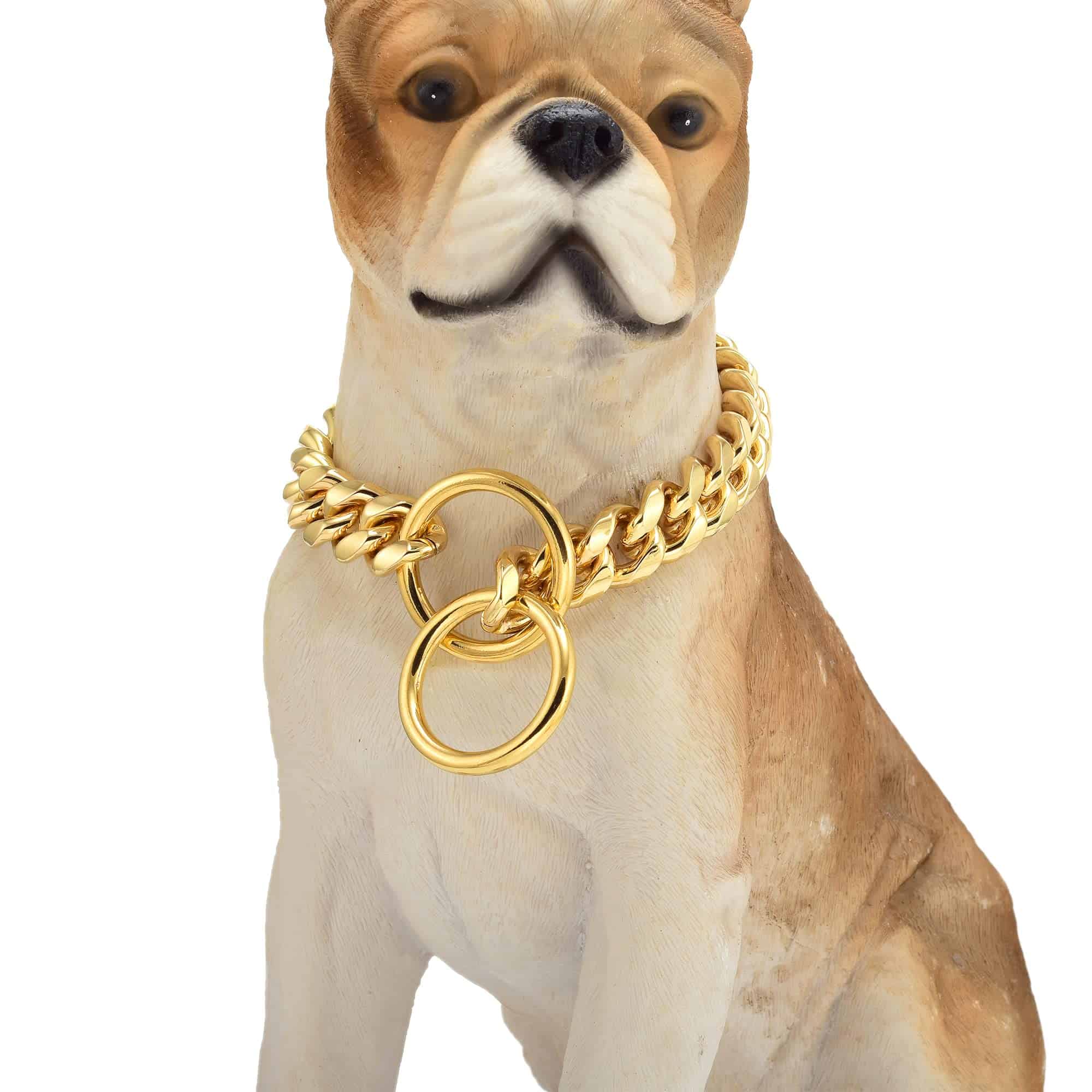 Collar de perro de cadena de oro 11 mm Collar de eslabones