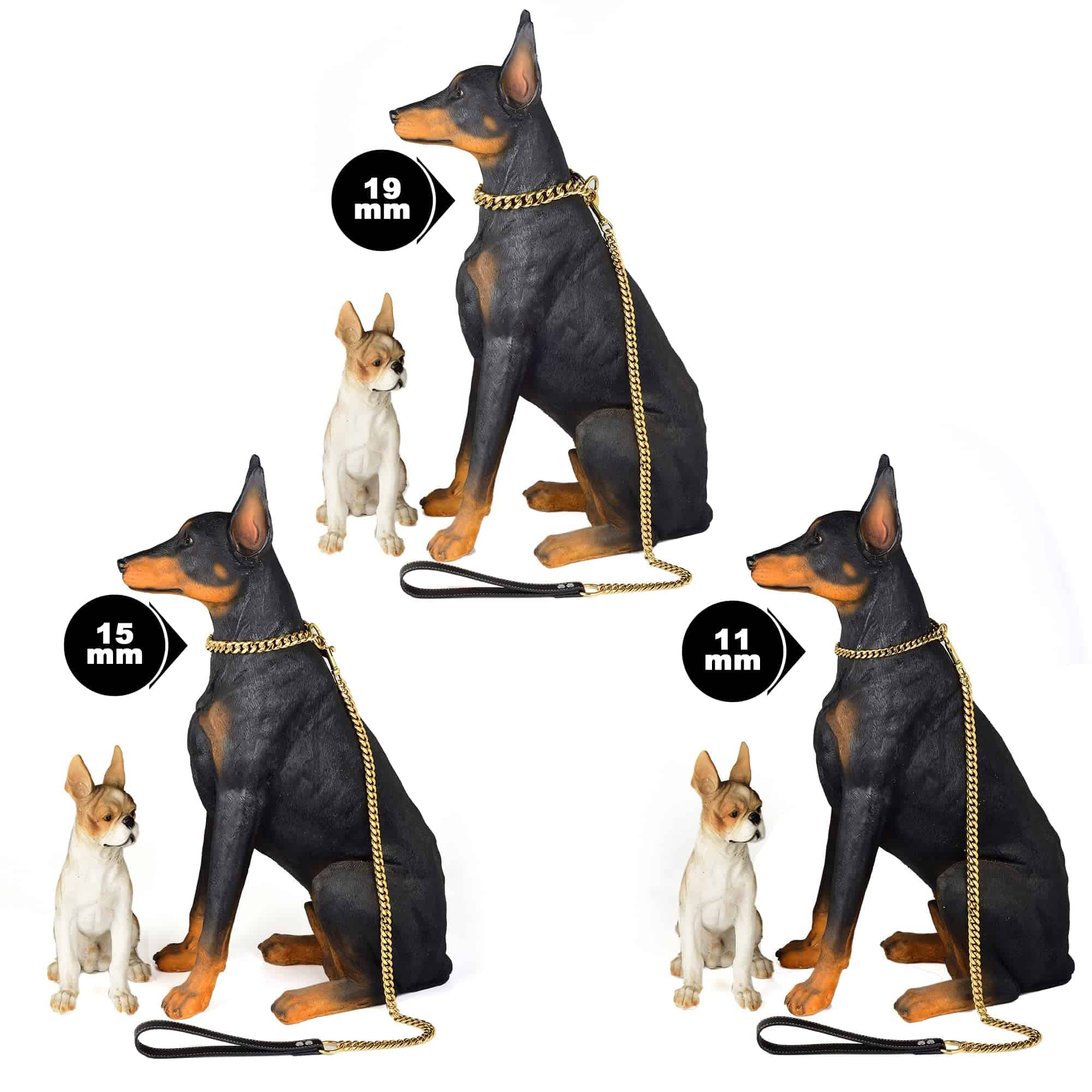 Collar de perro de cadena de oro 11 mm Collar de eslabones - Imagen 4