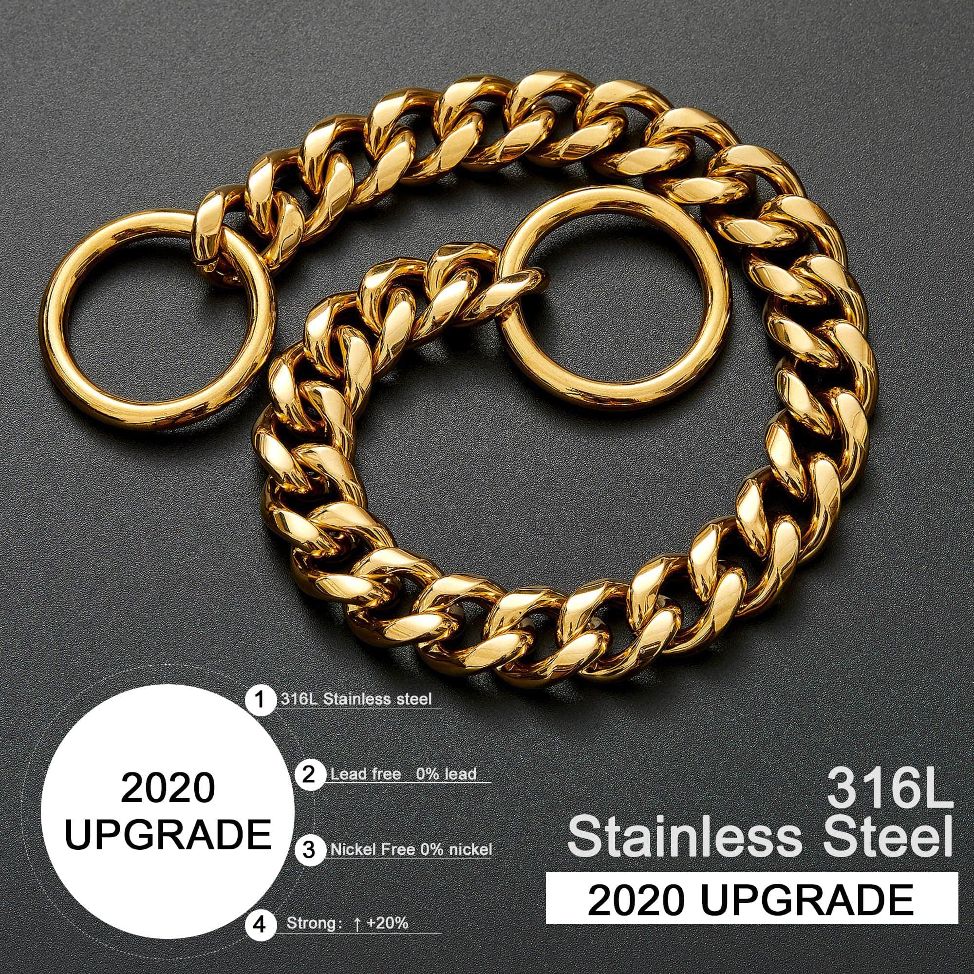 Collar de perro de cadena de oro 11 mm Collar de eslabones - Imagen 9