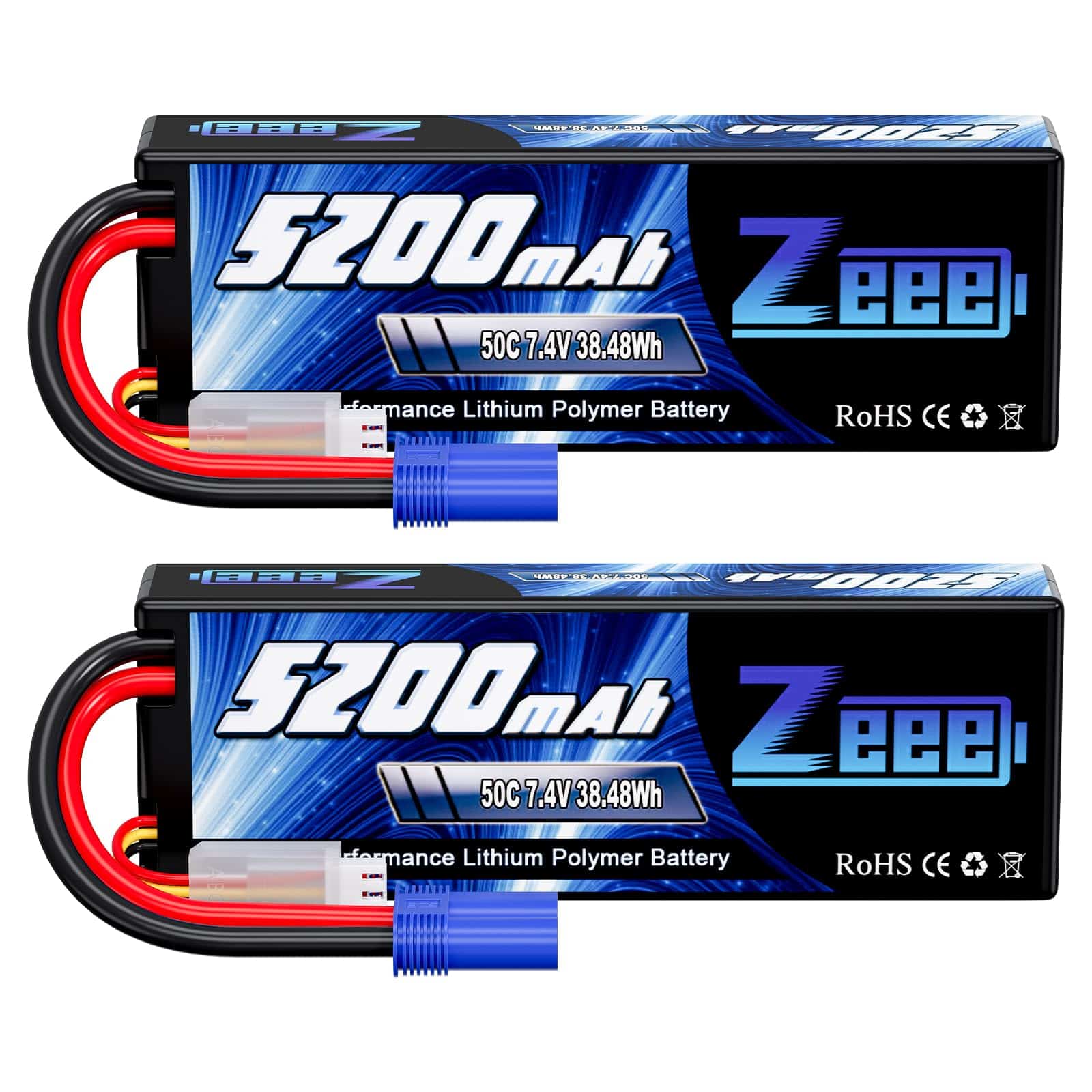 Batería Lipo Zeee 2S 5200mAh 7.4V 50C Estuche Rígido con