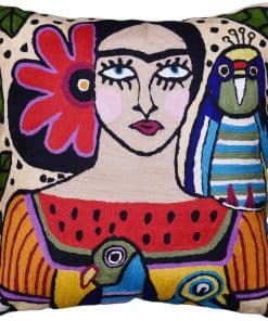 Funda de Almohada Inspirada en Frida Fawn Señorita Loro