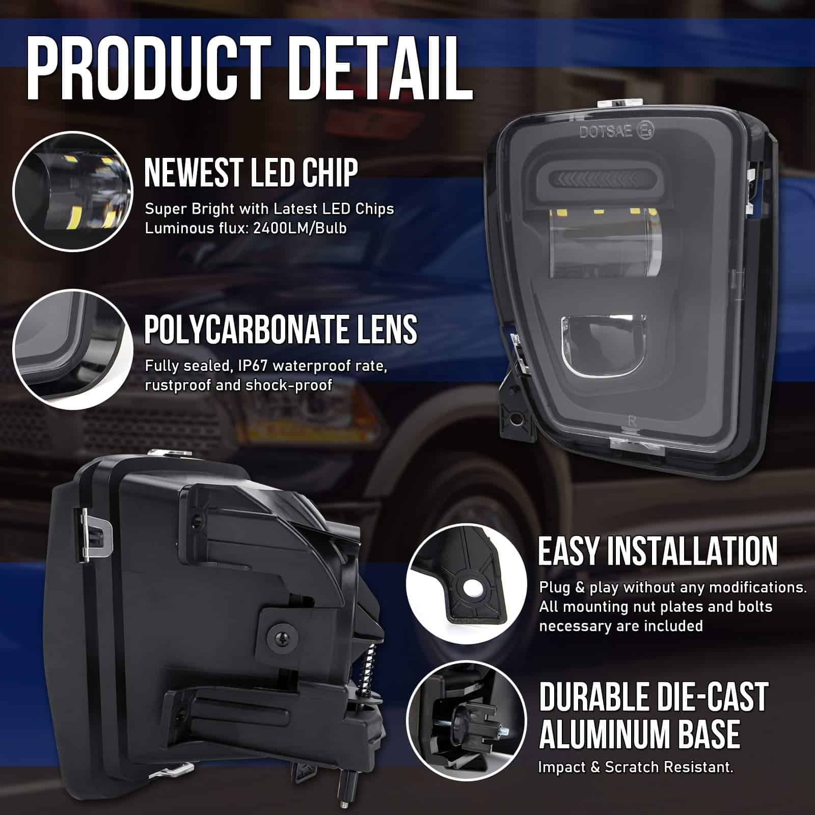 OPP ULITE Luces de Niebla LED para Dodge Ram 1500 2013 2014 - Imagen 4