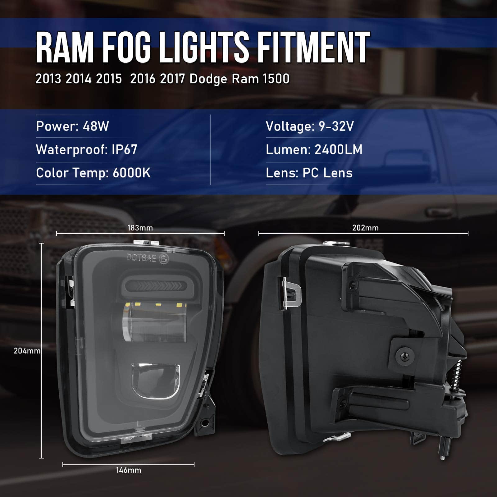 OPP ULITE Luces de Niebla LED para Dodge Ram 1500 2013 2014 - Imagen 8
