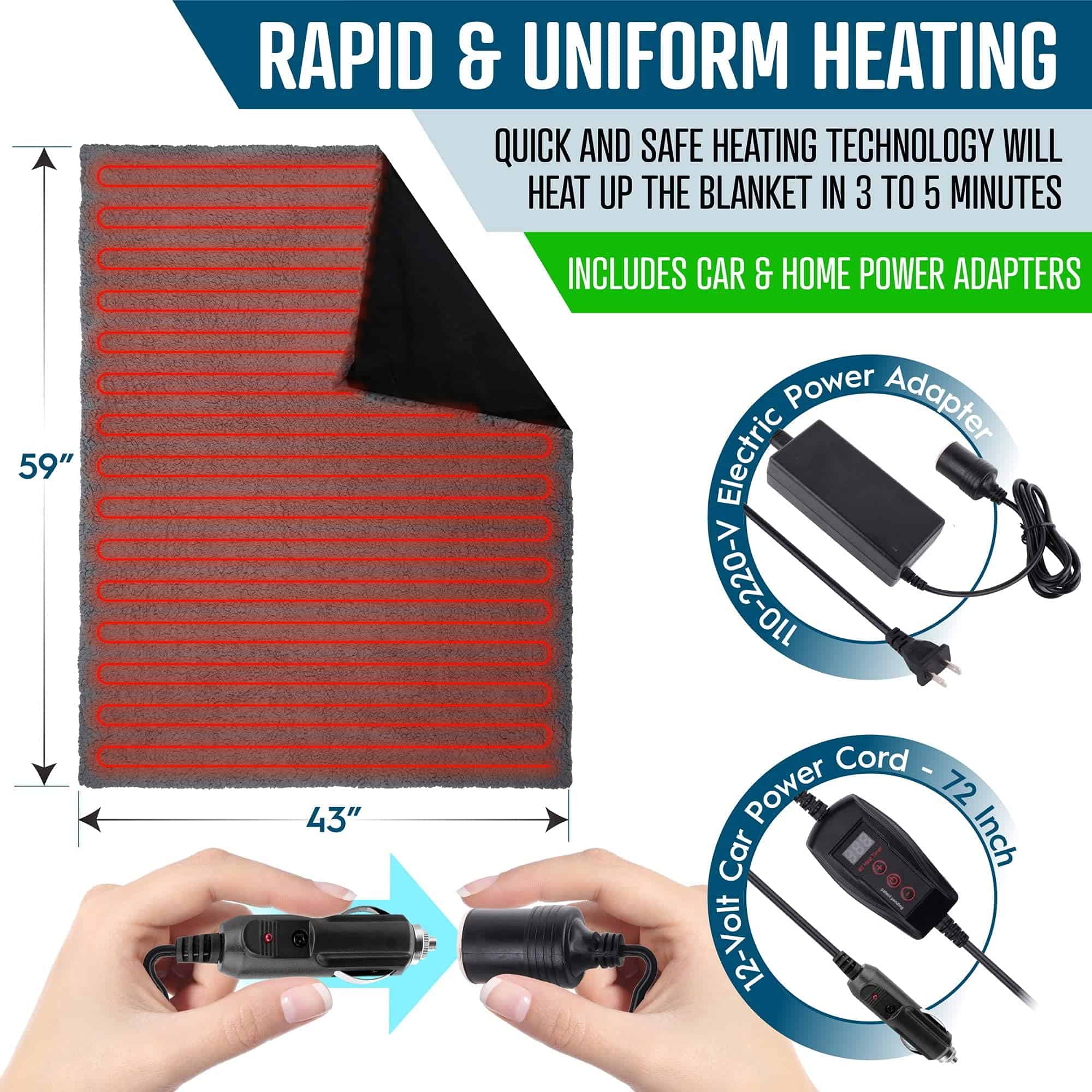 Manta de viaje de franela Sherpa Zone Tech Gris Suave - Imagen 3