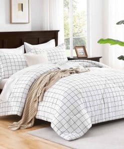 Juego de edredón Andency con cuadrícula blanca Tamaño