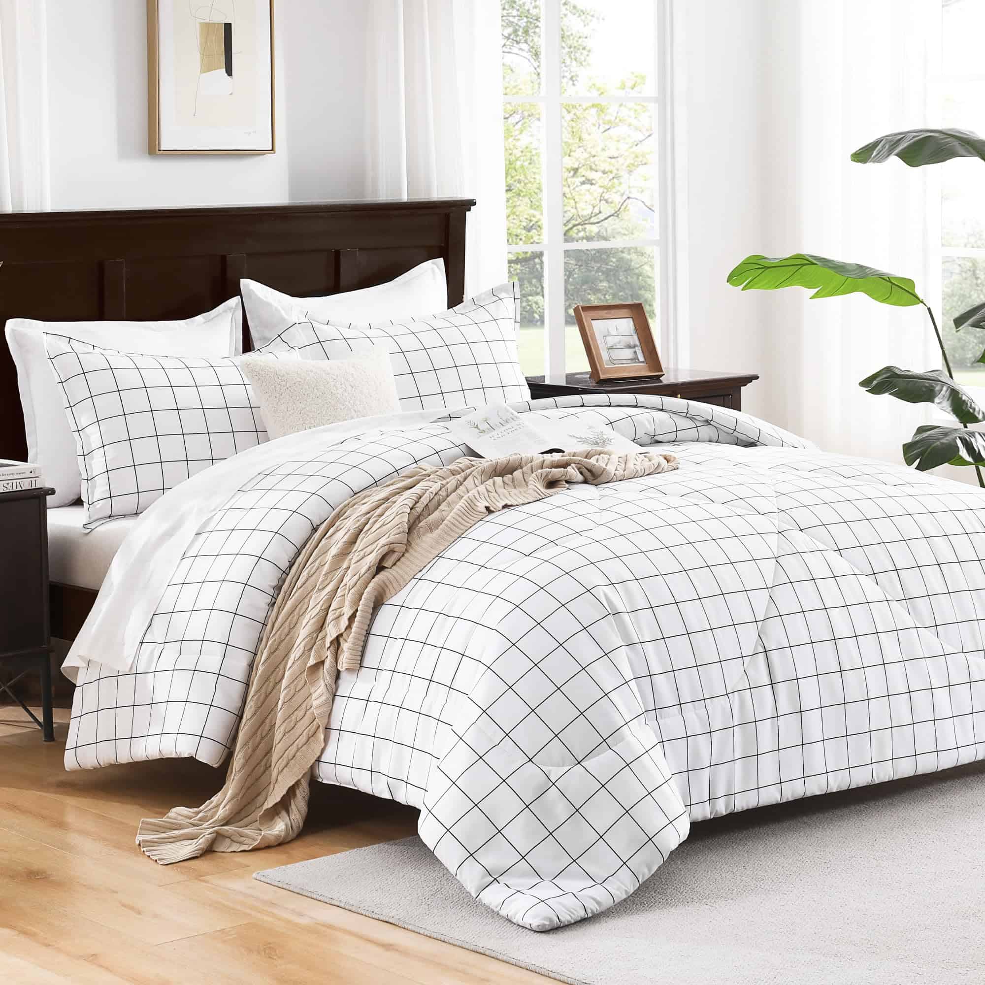 Juego de Edredón Andency White Grid Tamaño King (104x90