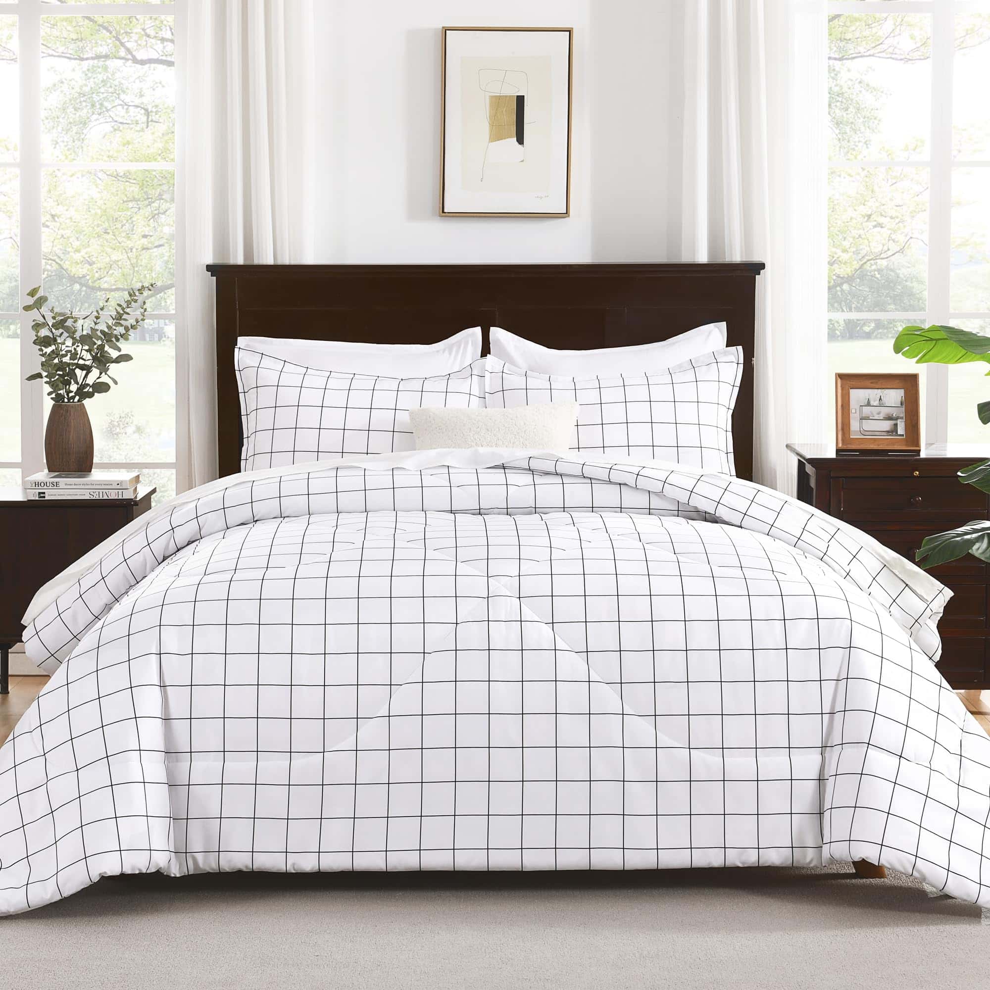 Juego de Edredón Andency White Grid Tamaño King (104x90 - Imagen 4