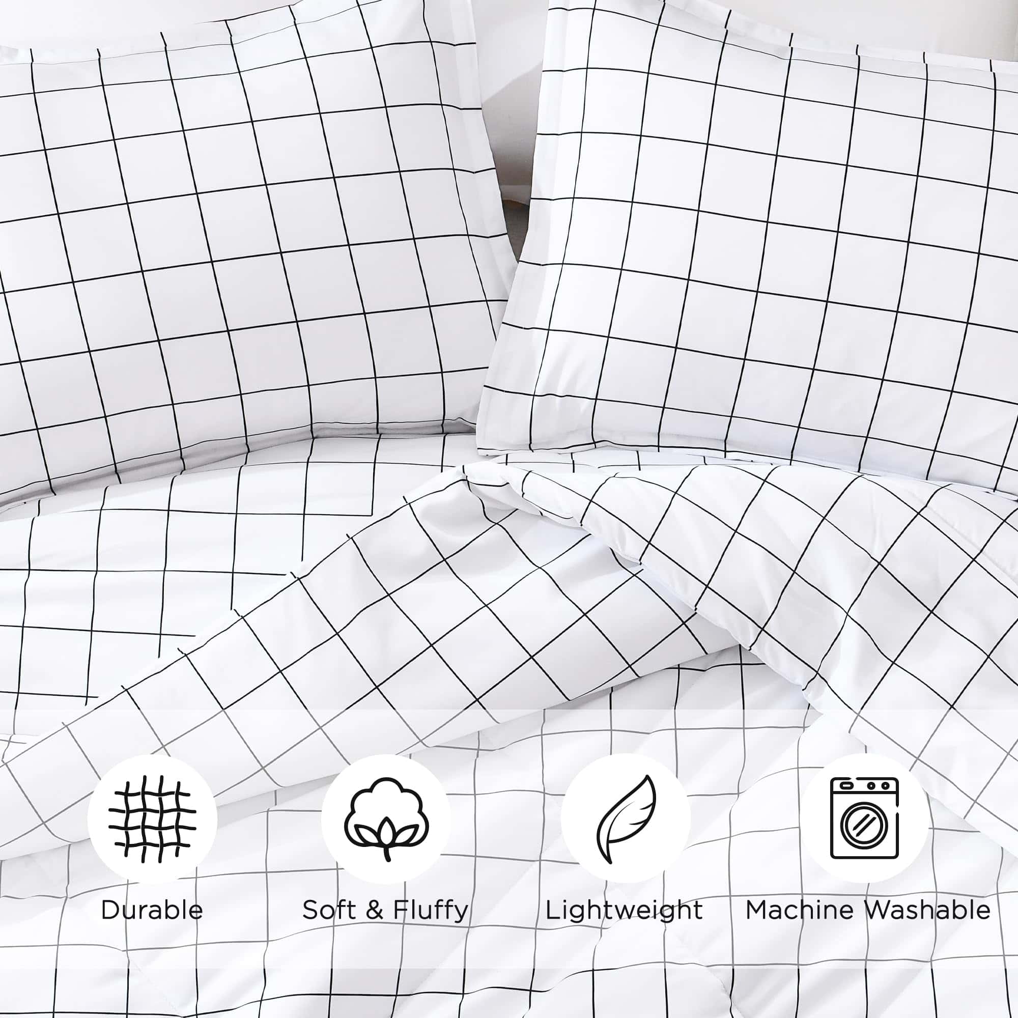 Juego de Edredón Andency White Grid Tamaño King (104x90 - Imagen 9