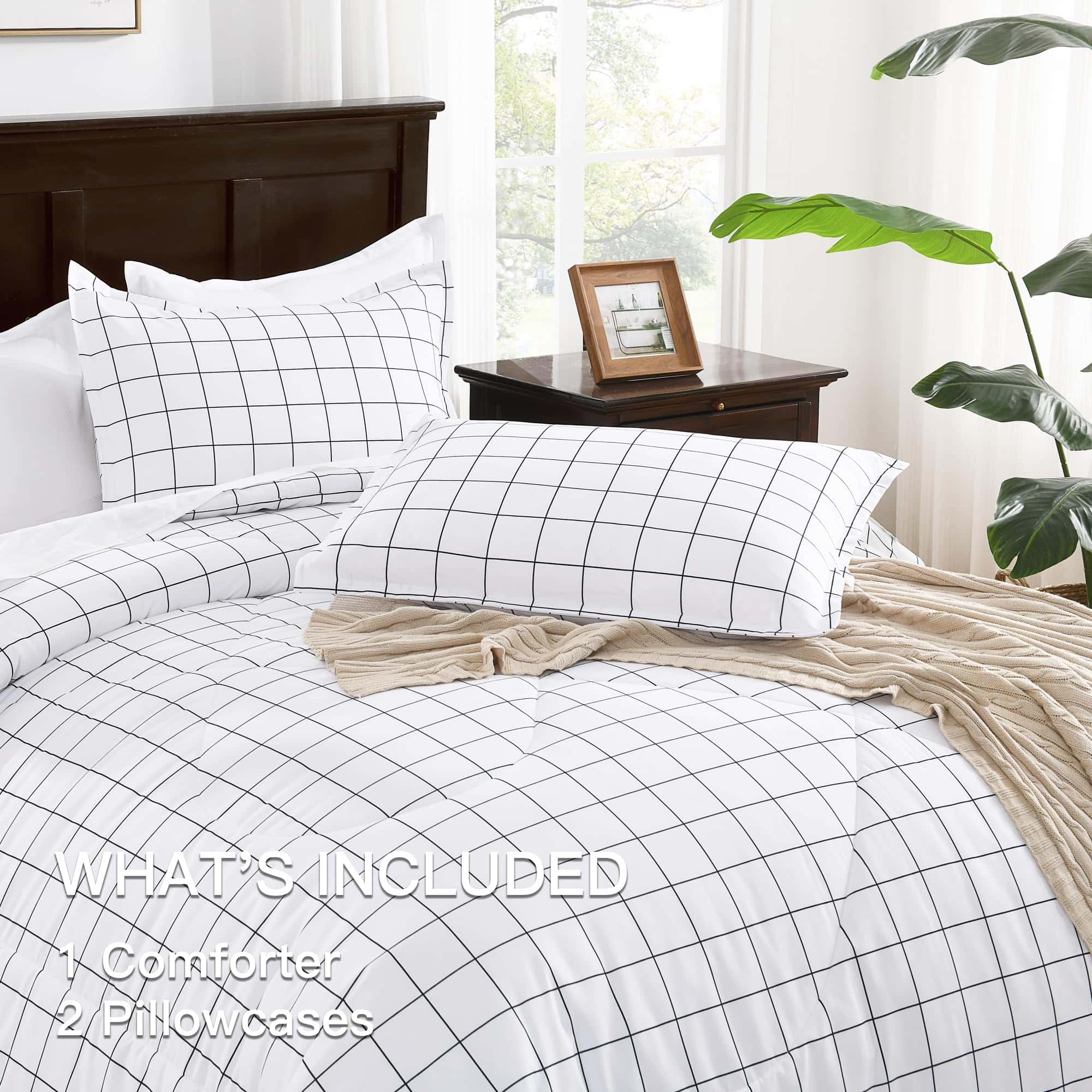 Juego de Edredón Andency White Grid Tamaño King (104x90 - Imagen 8