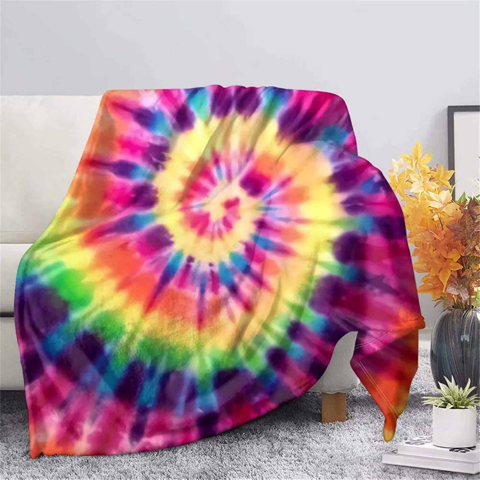 Manta de Franela Suave con Diseño de Pintura de Tie Dye