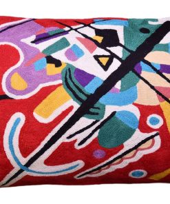 Funda de cojín abstracta roja Kandinsky Lumbar de Kashmir