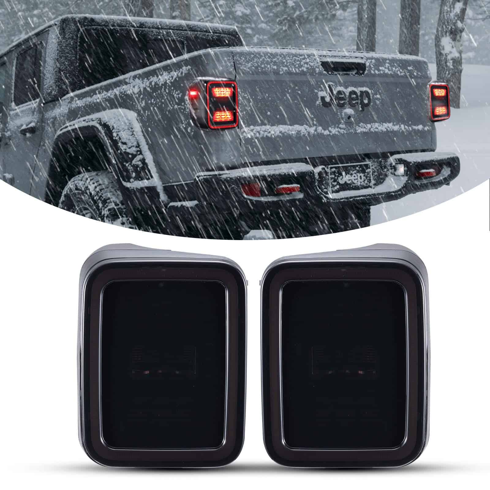 Kiwi Master Luces traseras LED ahumadas para Jeep Gladiator