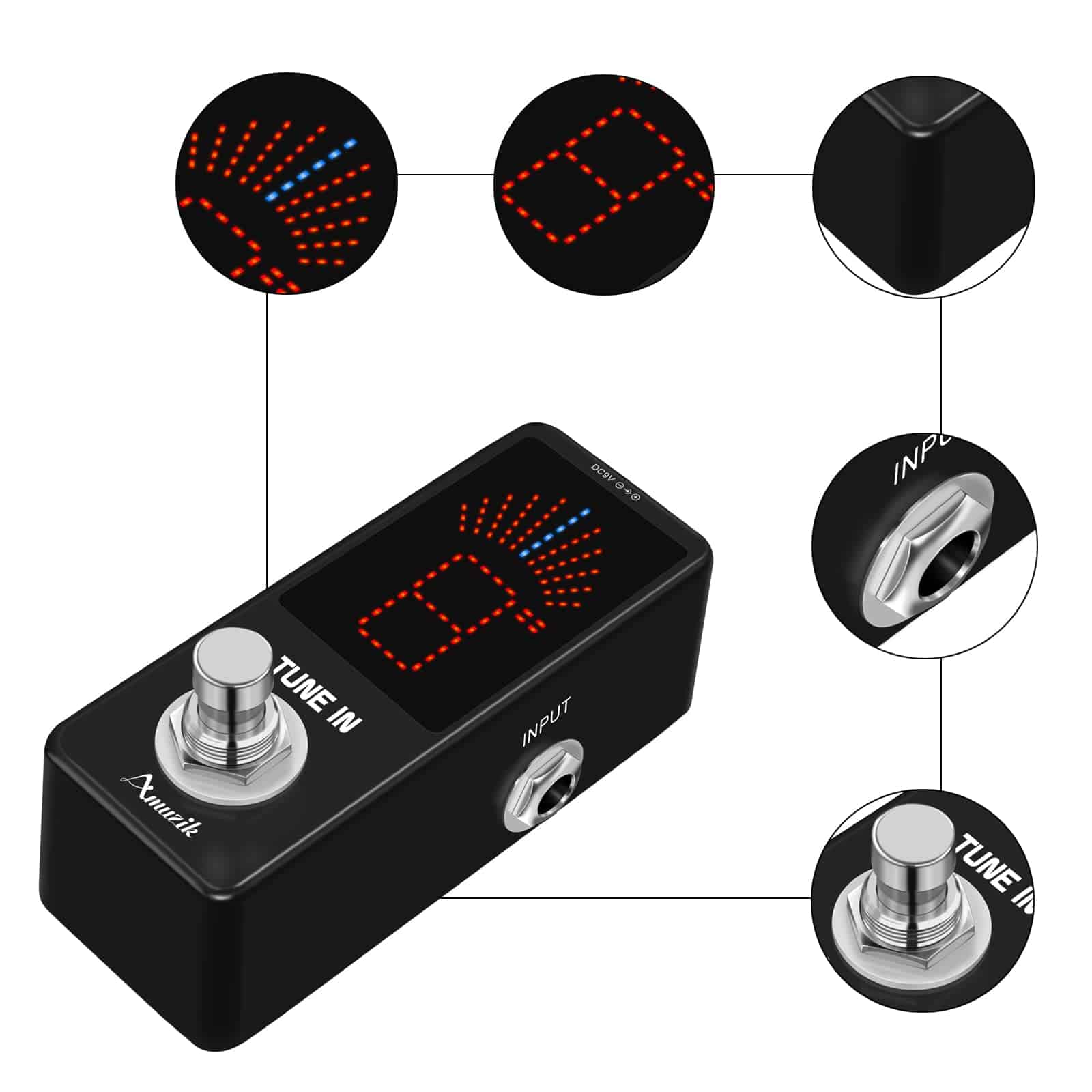 Pedal Afinador de Guitarra Amuzik de Alta Precisión - - Imagen 5
