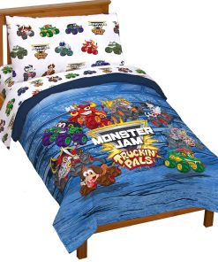 Jay Franco Monster Jam Truckin' Pals 4 Piezas Juego de Cama