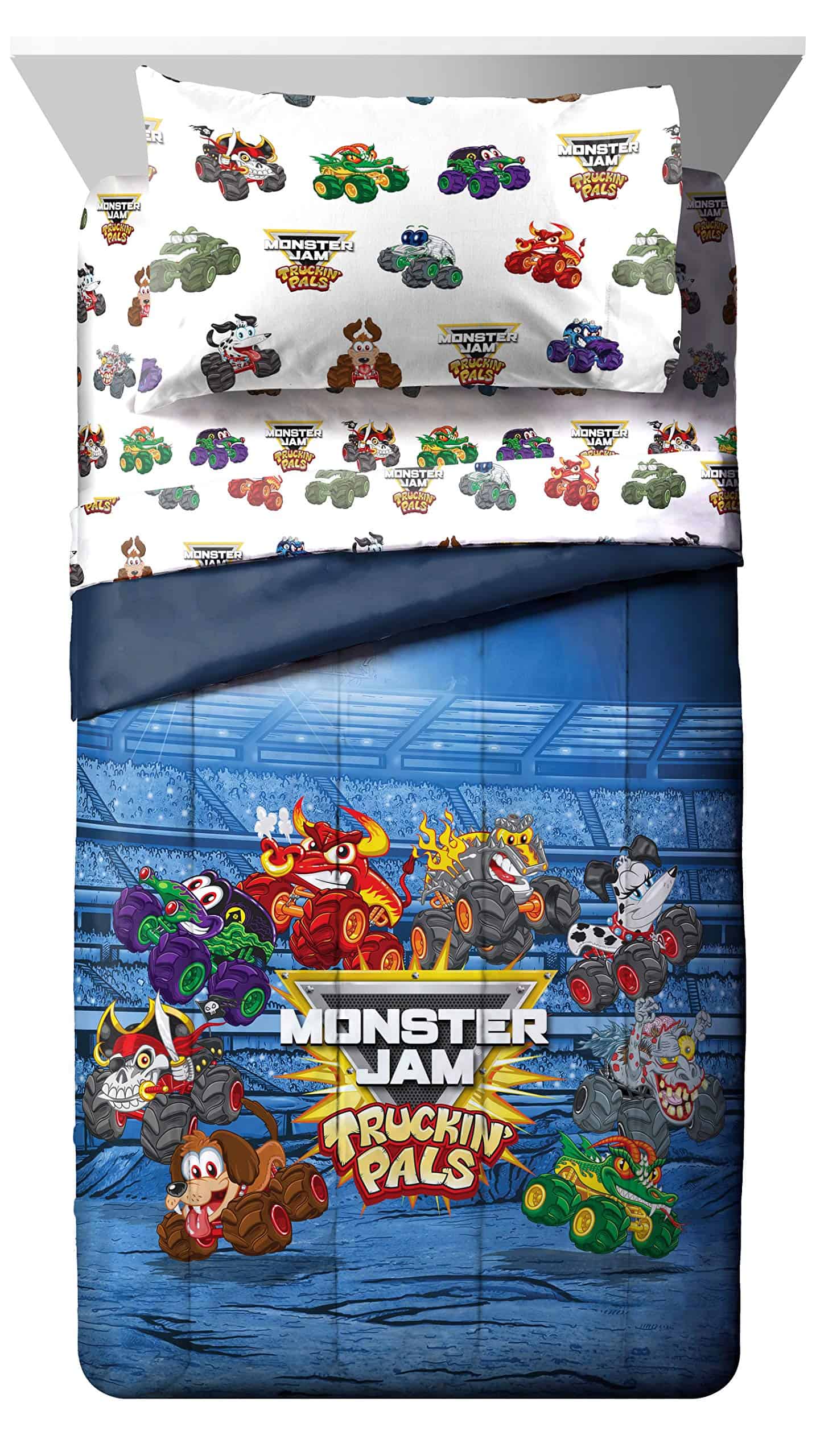 Jay Franco Monster Jam Truckin' Pals 4 Piezas Juego de Cama - Imagen 3