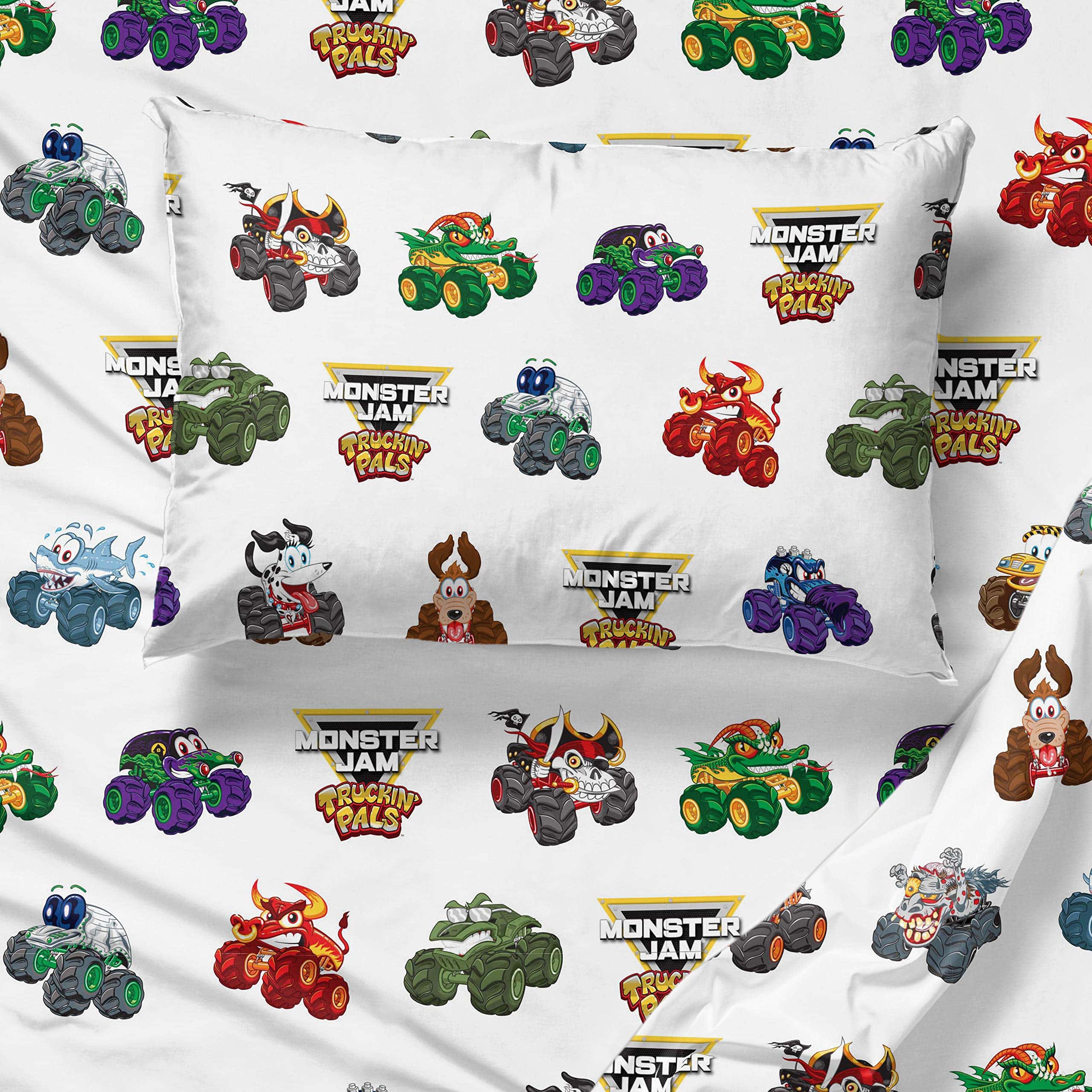 Jay Franco Monster Jam Truckin' Pals 4 Piezas Juego de Cama - Imagen 6