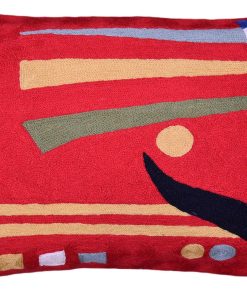 Funda de cojín lumbar rojo abstracto Kandinsky de Kashmir
