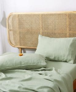 Funda de Almohada 100% Lino Orgánico SÍMBOLO -Verde Claro