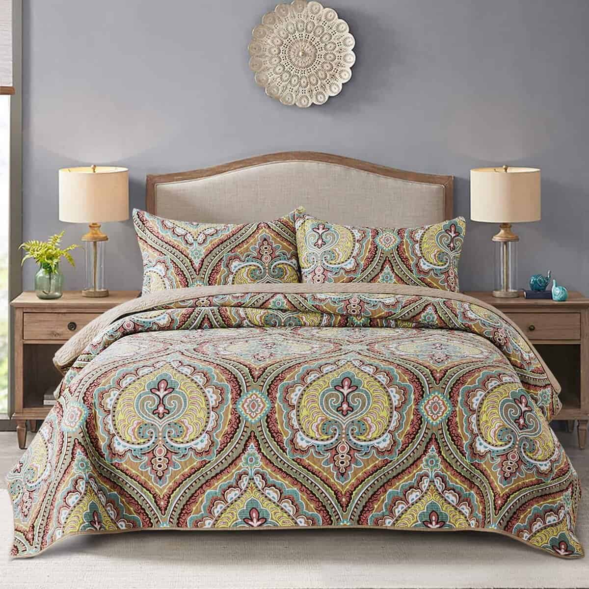 Juego de Colchas Quilt Reversible NEWLAKE - Patrón Europeo