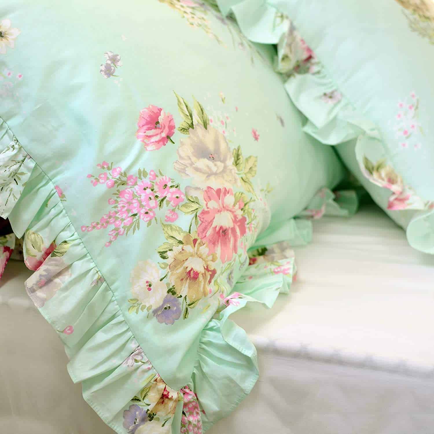 Juego de funda nórdica con estampado floral verde elegante - Imagen 7