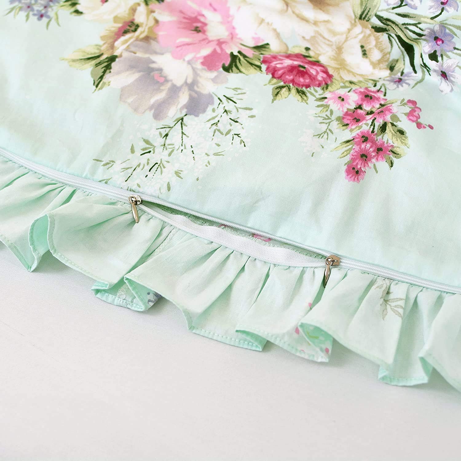 Juego de funda nórdica con estampado floral verde elegante - Imagen 6