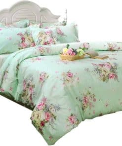 Juego de Funda nórdica Verde Floral Usning de 3 Piezas