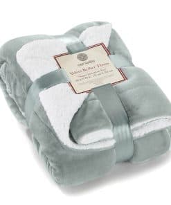 Manta de Sherpa Genteele Súper Suave -Salvia/Blanco