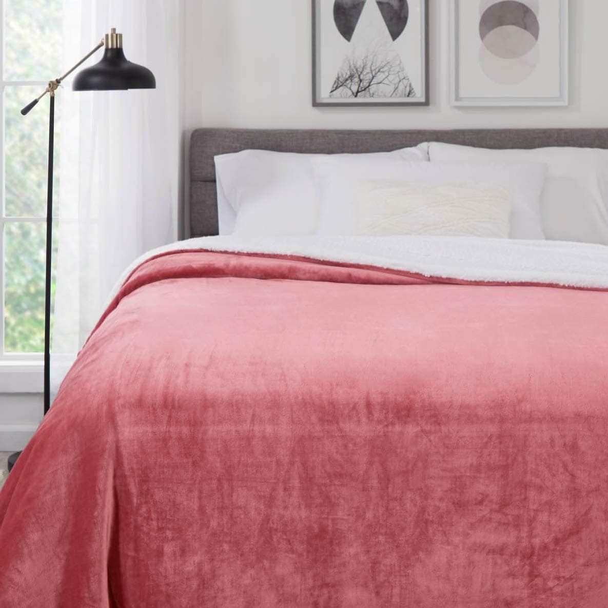 Manta de Sherpa Genteele Super Suave -Light Mahogany/White - Imagen 7